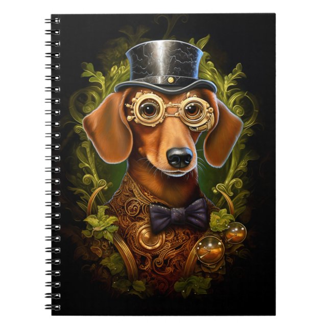 Cuaderno Ornate Steampunk Dachshund Perro 149 Novedad (Frente)