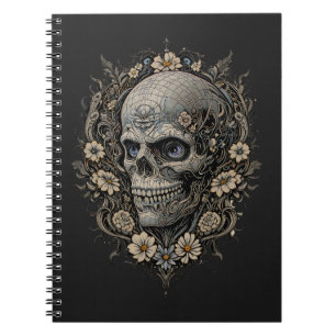 Cuaderno Ornato cráneo floral victoriano gótico Art Nouveau