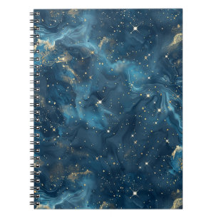 Cuaderno Oro Azul Galaxia Celeste Nebulosa Estrellas