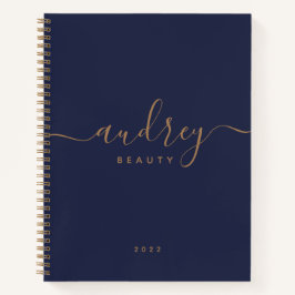 Cuaderno oro azul marino moderno