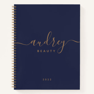 Cuaderno oro azul marino moderno