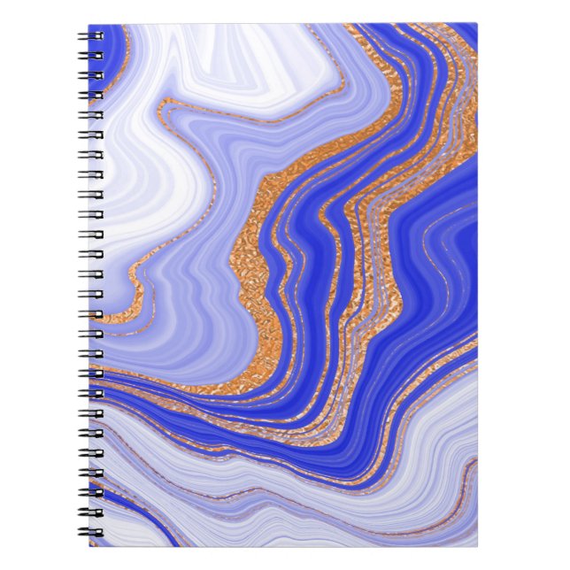 Cuaderno Oro Azul Mármol, Resumen Moderno. (Frente)