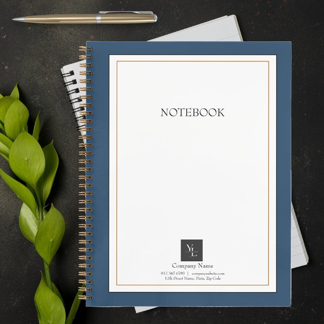 Cuaderno Oro blanco azul moderno con logotipo de negocios (Subido por el creador)