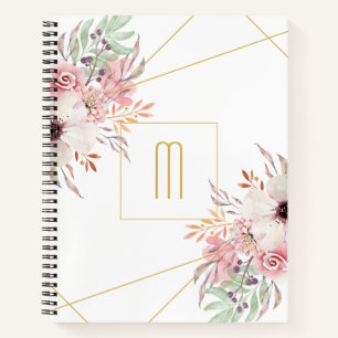 Cuaderno Oro blanco monográfico   Bloc de notas con flores 