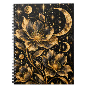 Cuaderno Oro Celestial Floral Luna