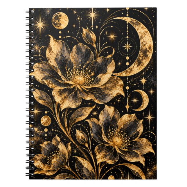 Cuaderno Oro Celestial Floral Luna (Frente)