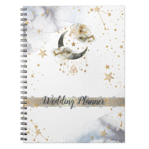 Cuaderno Oro Celestial Luna Estrellas