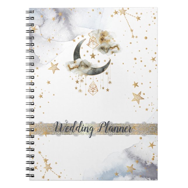 Cuaderno Oro Celestial Luna Estrellas (Frente)