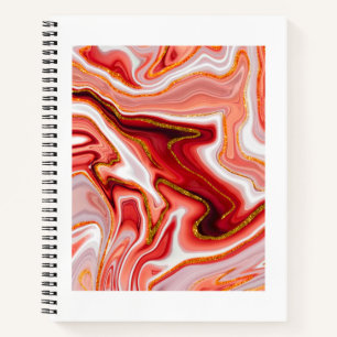 Cuaderno Oro Coral Arte Fluido de Mármol Abstracto