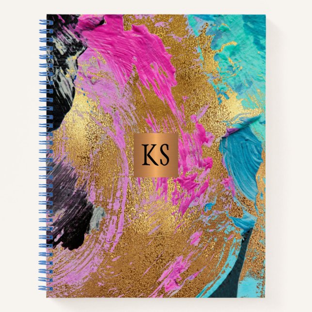 Cuaderno Oro de cobre de pintura abstracta acrílica monogra (Anverso)