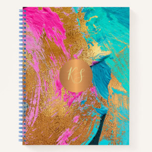 Cuaderno Oro de cobre de pintura abstracta acrílica monogra