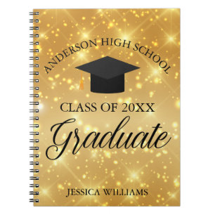 Cuaderno Oro de graduación destellos elegante personalizado