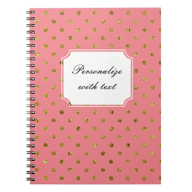 Cuaderno Oro de moda y puntos rosados (Frente)