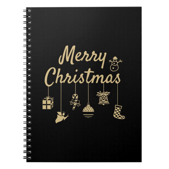 Cuaderno Oro de Ornamentos de Feliz Navidad (Frente)