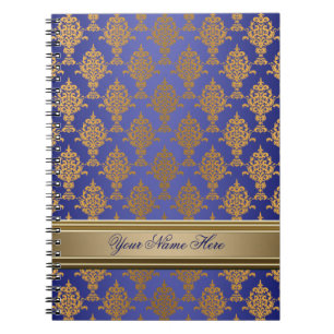 Cuaderno Oro del damasco en azul real