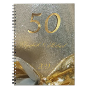 Cuaderno Oro elegante del aniversario de la boda de oro