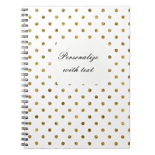 Cuaderno Oro elegante y puntos blancos