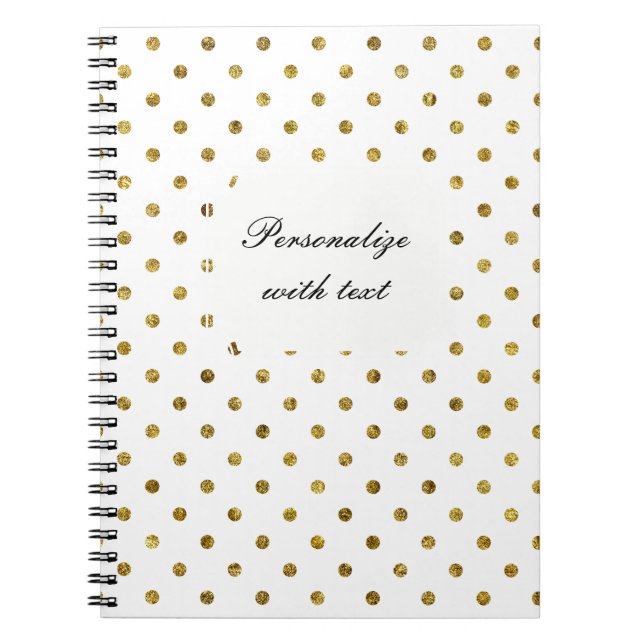 Cuaderno Oro elegante y puntos blancos (Frente)