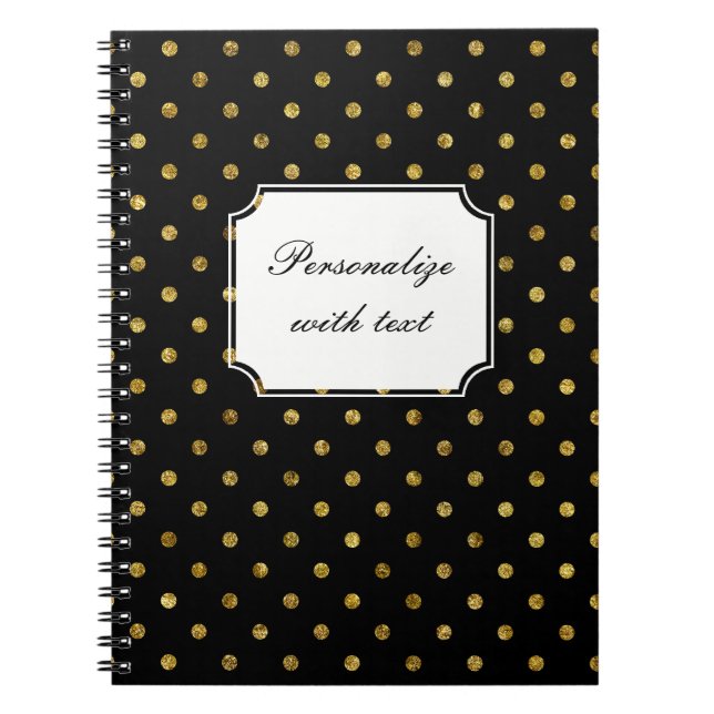 Cuaderno Oro elegante y puntos negros (Frente)