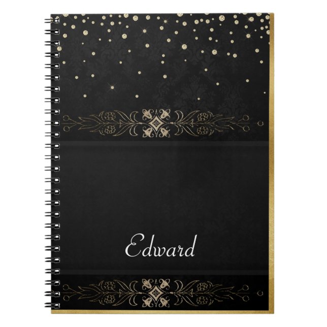 Cuaderno Oro formal sobre fondo negro (Frente)
