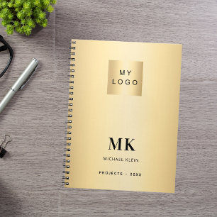 Cuaderno Oro iniciales monograma negro negocio
