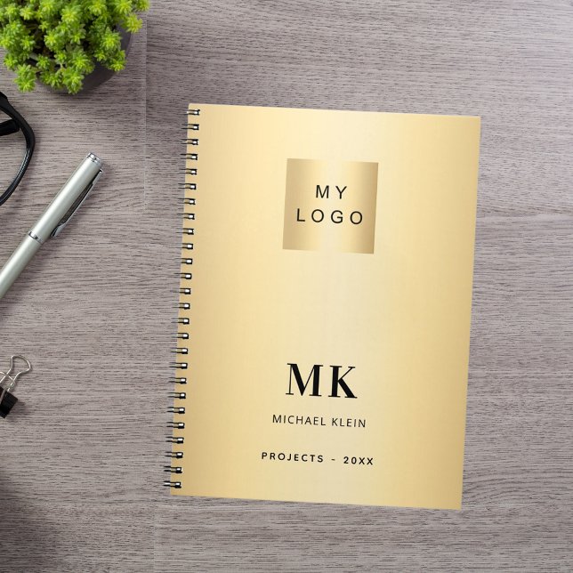 Cuaderno Oro iniciales monograma negro negocio (Subido por el creador)