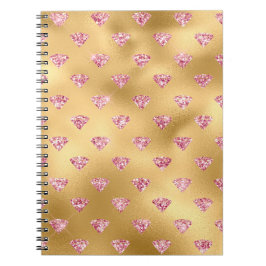 Cuaderno Oro Laminado y Diamantes de Purpurina Glam Rosa Cl