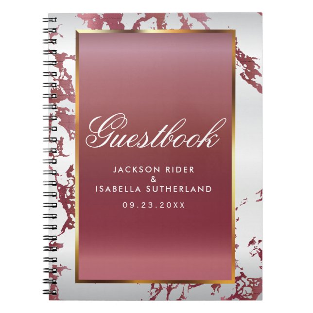 Cuaderno Oro, mármol de oro Rosa y satén blanco - Libro de  (Frente)