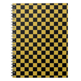 Cuaderno Oro metálico con espiral de patrón cuadrado negro