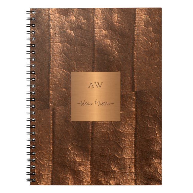 Cuaderno Oro metálico de cobre excluyente monogramado (Frente)
