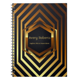 Cuaderno Oro negro clásico Elegante geométrico Profesional