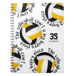 Cuaderno oro negro La cancha de voleibol es mi lugar feliz