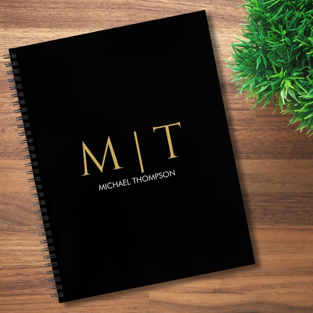 Cuaderno Oro Negro Profesional Monograma Moderno  (Subido por el creador)