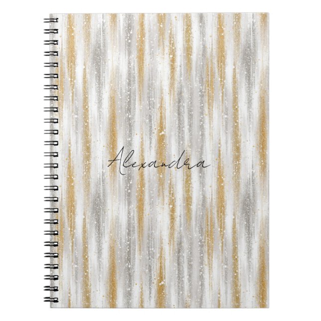 Cuaderno Oro Plata Chic Glam Glitzy Rayas (Frente)