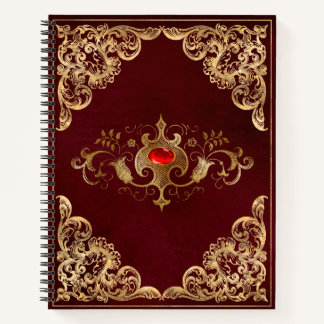 Cuaderno Oro Rojo Vintage Ornate Gold