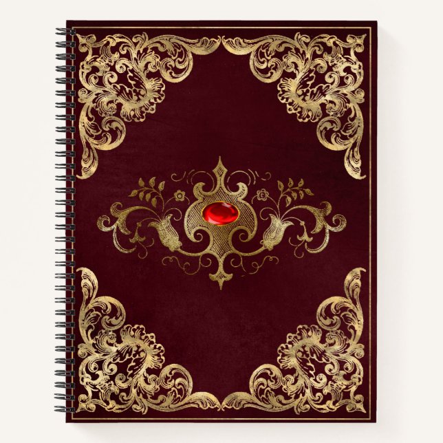 Cuaderno Oro Rojo Vintage Ornate Gold (Anverso)