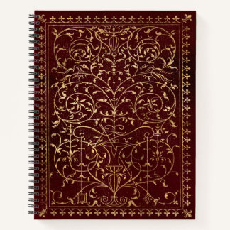 Cuaderno Oro Rojo Vintage Ornate Gold