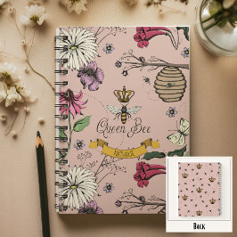 Cuaderno Oro Rosa, Abeja Reina de Oro y Negro, Corona y Des