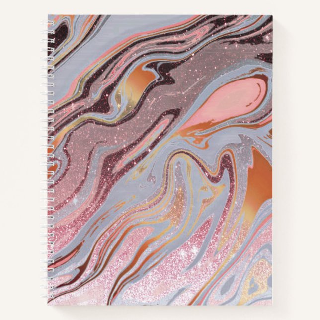 Cuaderno Oro rosa brillo y mármol (Anverso)