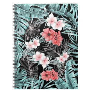 Cuaderno Oro Rosa Chic Tropical Botánico Isla Paraíso