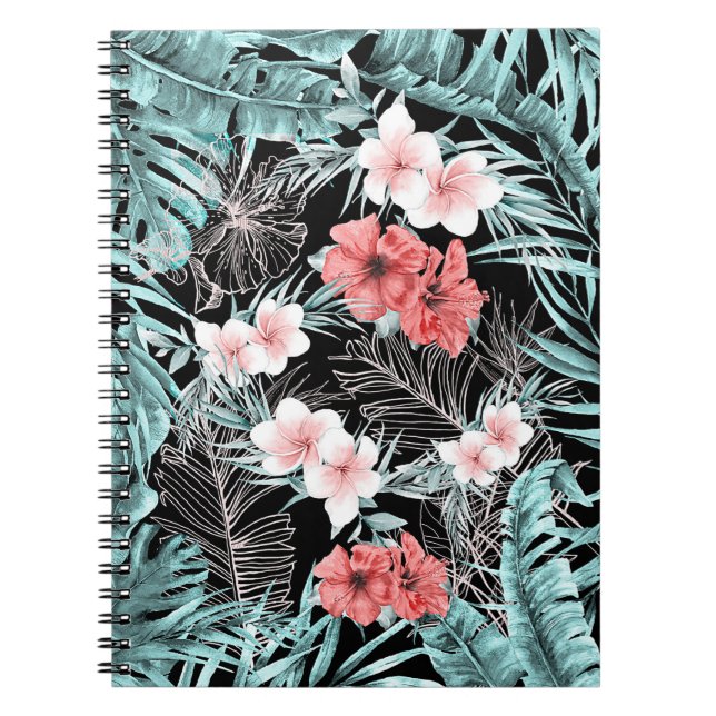 Cuaderno Oro Rosa Chic Tropical Botánico Isla Paraíso (Frente)