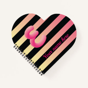 Cuaderno oro rosa con angosto de piel de terciopelo rayado