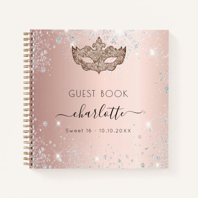 Cuaderno Oro rosa de mascarada Sweet 16 (Anverso)