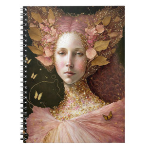 Cuaderno Oro Rosa Fae Fae Mujer Fantasía Arte
