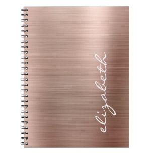 Cuaderno Oro Rosa Metálico Personalizado Script de Firma
