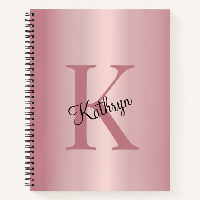 Cuaderno Oro Rosa Monograma Personalizado  (Anverso)