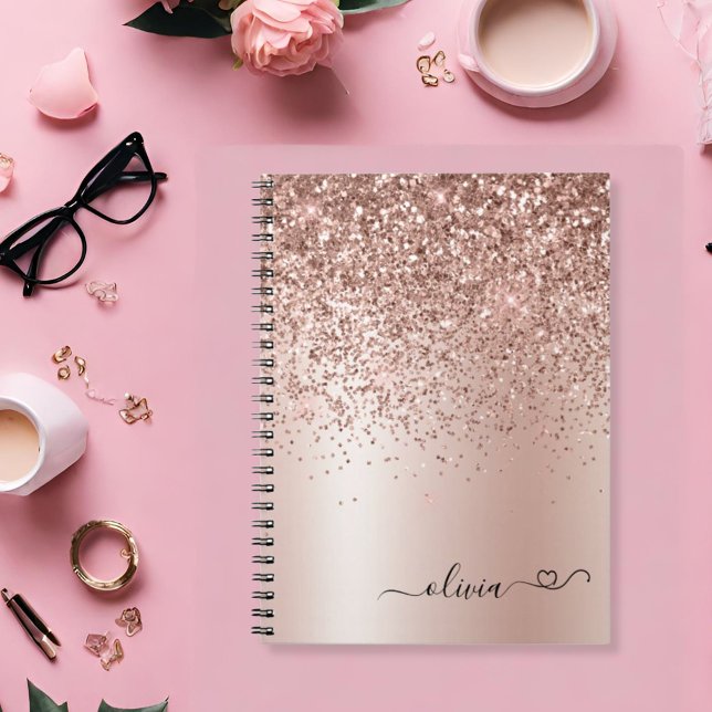 Cuaderno Oro Rosa - Nombre de monograma del corazón del Pur (Subido por el creador)