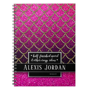 Cuaderno Oro rosa Ombre Negro Purpurina Mermaid Océano