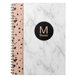 Cuaderno Oro Rosa y mármol a la moda con monograma