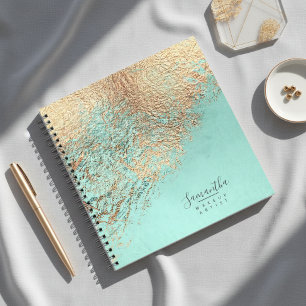 Cuaderno Oro Teal Abstracto Hoja ID775